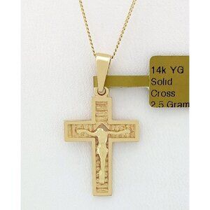Jesus Christ Crucifix Cross Pendant 14k Yellow Gold
